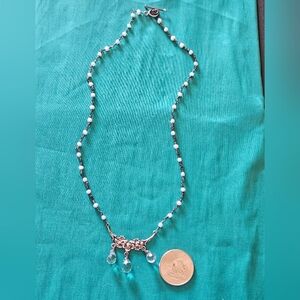 Elegant Silver and White Beaded Necklace